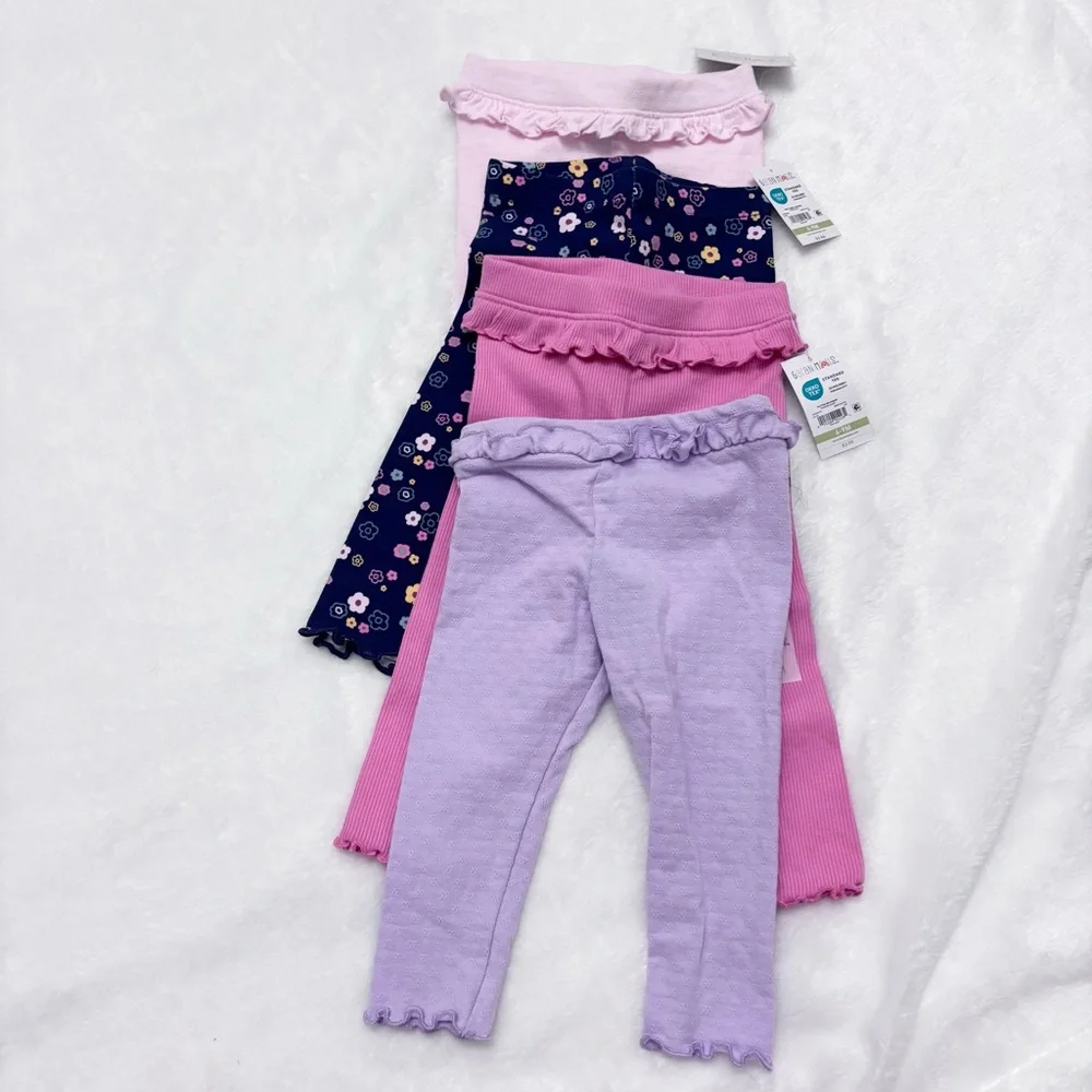 NWT Garanimals Set of Four Ruffle Baby Leggings Pastel and Floral Girl Size 6-9M - Picture 6 of 7